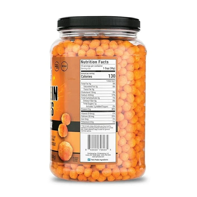 Twin Peaks Protein Puffs - (Nacho Cheese), Keto Friendly, Low Carb Snack (300g, 21g Protein, 2g Net Carbs, High Protein, H...