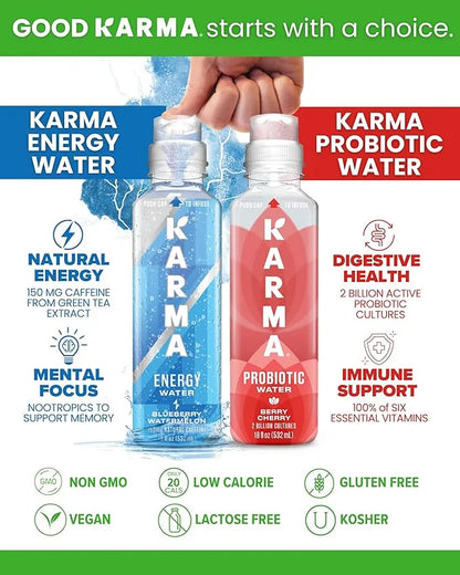Karma Natural Energy Drink - 12 Pack, Melon Dragonfruit Caffeinated Water - Clean Focus & Energy Boost - Product Image