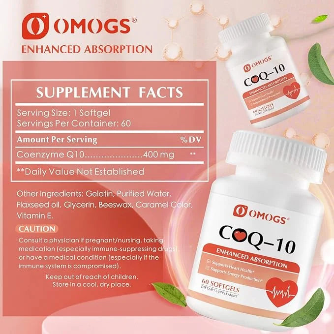 CoQ10 400mg Softgels, Coenzyme Q10 High 60 Softgels