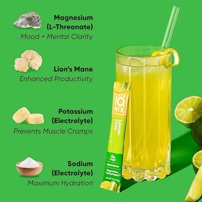 IQMIX Sugar Free Electrolytes Powder Packets - Hydration Supplement Drink Mix with Keto Electrolytes, Lions Mane, Magnesiu...