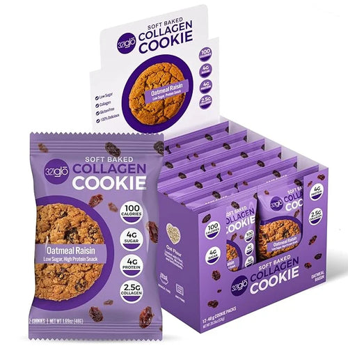 321glo Collagen Protein Cookies, Soft-Baked Cookies, Low Carb and Keto Friendly Treats for Women, Men, and Kids, 12-PACK (...