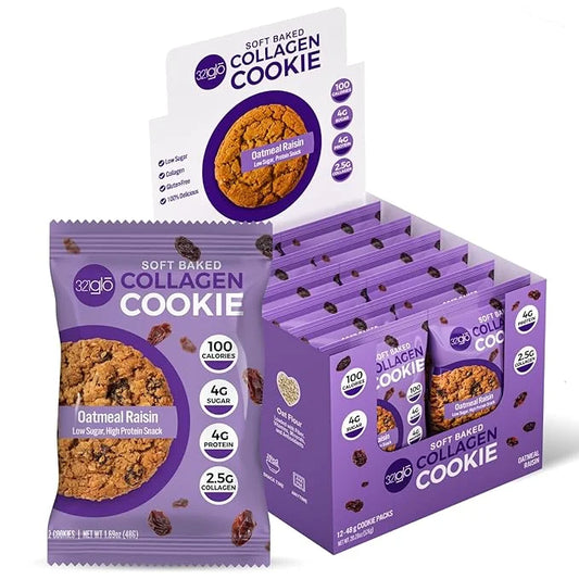 321glo Collagen Protein Cookies, Soft-Baked Cookies, Low Carb and Keto Friendly Treats for Women, Men, and Kids, 12-PACK (...