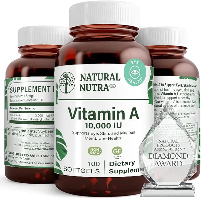 Natural Nutra Vitamin A 10,000 IU, 3, 100 100 Gluten (2 Pack)