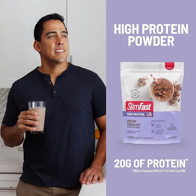 SlimFast High Protein Meal Replacement Powder, Advanced Nutrition Smoothie Mix with Vitamin and Mineral Blend, Gluten Free...