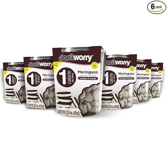 Don't Worry Meringue Cookies Keto Friendly - Cookies & Cream, Only 1 Calorie per piece!, Healthy Candy, Gluten Free Cookie...