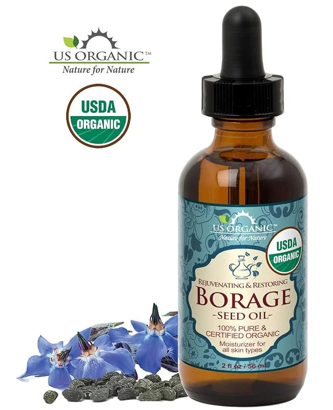 US Organic Borage seed Oil (18% GLA), USDA Certified Organic, 100% Pure & Natural, Cold Pressed, aka Starflower oil, in Am...