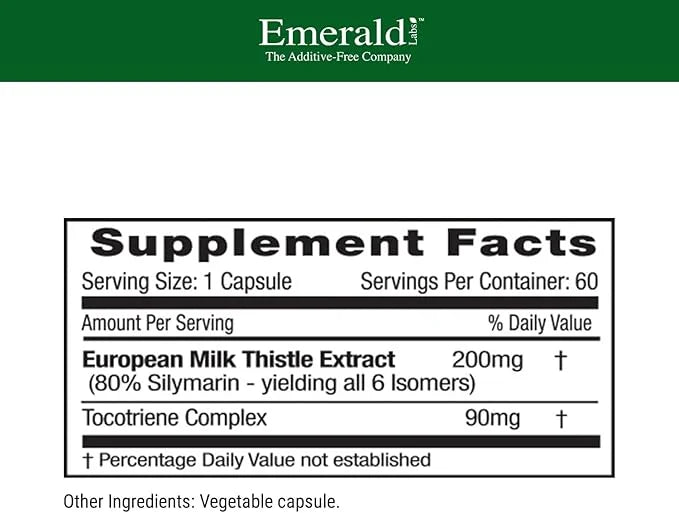 EMERALD LABS European Milk Thistle 60 Vegetable 60-Day Supply)