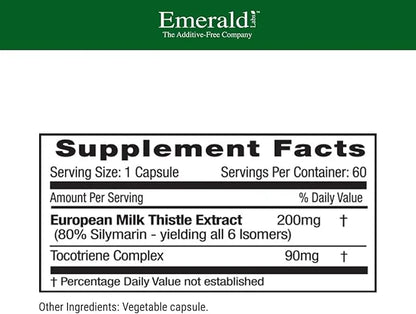EMERALD LABS European Milk Thistle 60 Vegetable 60-Day Supply)