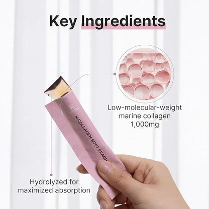 K-Nutra K-Collagen Soft Peach | 15.9oz (30 Sticks) | Marine Collagen with Vitamin C | Supports Skin, Hair & Nail Health | ...
