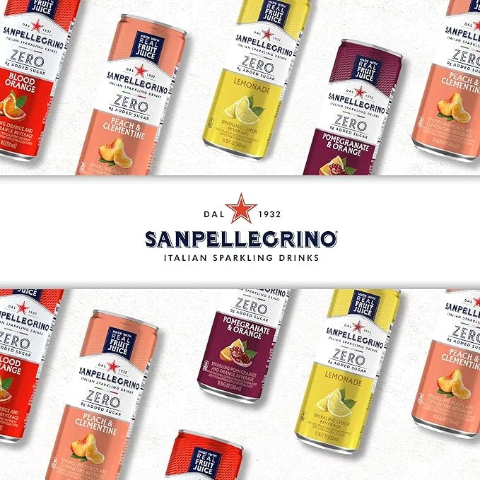 Sanpellegrino Zero Grams Added Sugar Italian Sparkling Drinks Lemonade, Sparkling Lemon Beverage, 24 Pack of 11.15 Fl Oz C...