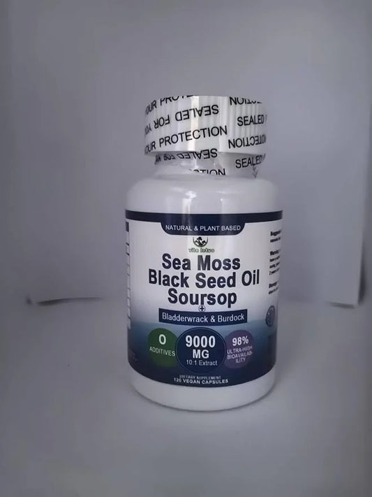 Sea Moss Softgel, Sea Moss Black Seed Oil Soursop Bladderwrack Burdock Turmeric for Cell Regeneration,Detox,Gut,Joint Supp...