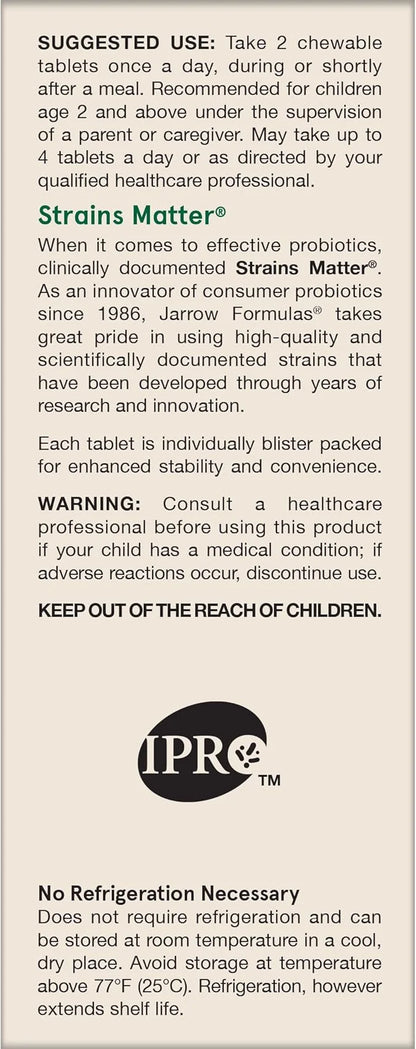 Jarrow Formulas Jarro-Dophilus Kids Probiotics and 1 Billion 60 Sugar-Free 30 Day