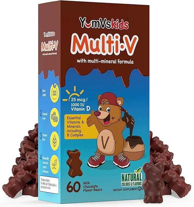 YUM-V'S - Kids Multivitamin Chewable Chocolate Bears - Multivitamin for Kids Supplement - 16 Vitamins & Minerals - Vitamin...