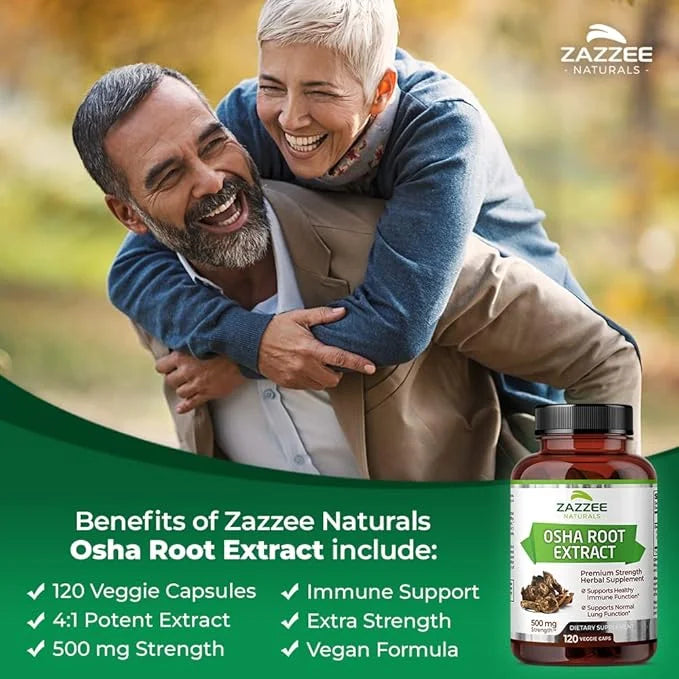 Zazzee OSHA Root 4:1 Extract, 500 120 Vegan 4 Month 4X Extract, 100% Vegetarian,