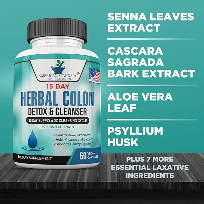 American Standard Supplements Colon Cleanse 60 Veggie 30 Servings