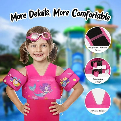 Moko Toddler Swim Vest for Kids, 20-50 lbs/22-66 lbs Clearance Swim Arm Band Cartoon Swimming Wings Pool Float Vests Sleev...