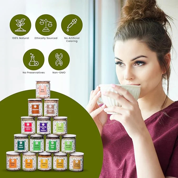 Assorted Loose Leaf Tea 15 Delightful 900 Servings 100% Raw