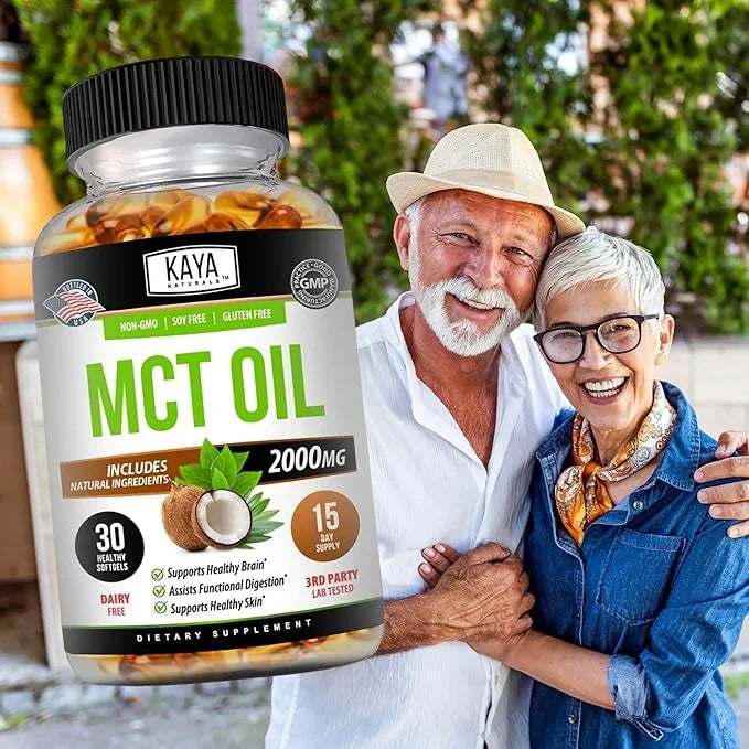 Kaya Naturals MCT Oil 2000mg - Non-GMO, Soy-Free, Gluten-Free - Brain, Digestive & Skin Health - 30 Softgels - Product Image