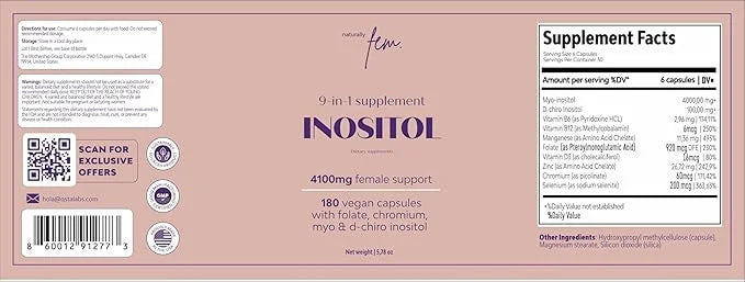 Myo-Inositol & D-Chiro Inositol Supplement for Women | PCOS 4100MG (40:1 Ratio) | Hormonal Balance, Fertility, Preconcepti...