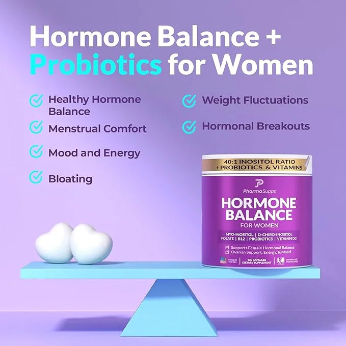 Hormone Balance for Women, Ovarian Support, Fertility, Menstrual Cycle, PCOS | Myo-Inositol & D-Chiro Inositol Supplement ...