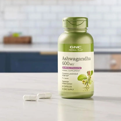 GNC Herbal Plus Ashwagandha 600mg, Stress 60 Capsules