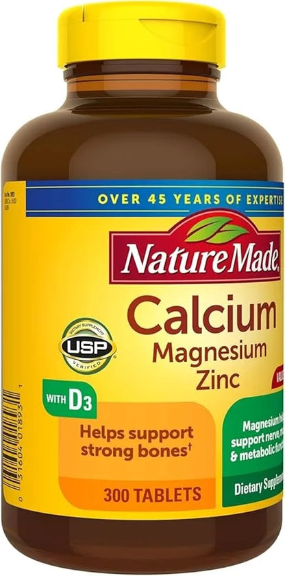 Nature Made Calcium, Magnesium & Zinc 300 Ct (3 Pack 300)