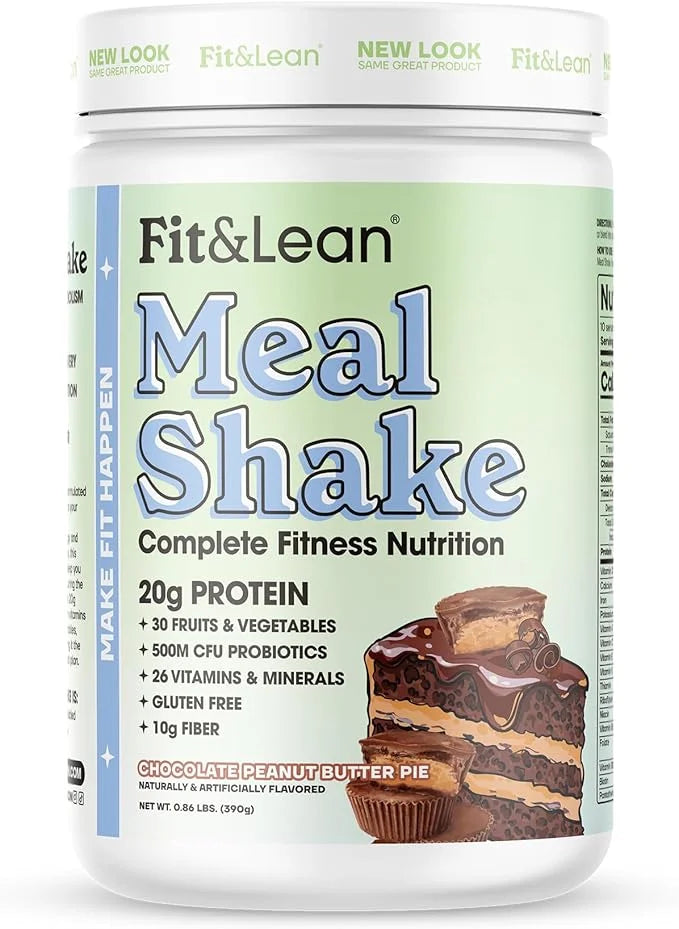 Fit & Lean Meal Shake Meal Replacement with Protein, Fiber, Probiotics and Organic Fruits & Vegetables, Chocolate Peanut B...