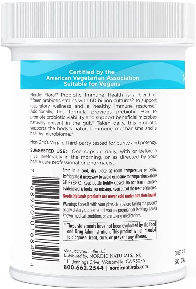 Nordic Naturals Nordic Flora Probiotic Immune 30 Capsules, 15 Probiotic 30 Servings