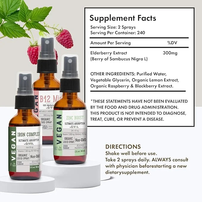 Iron Support Spray Bundle Liquid Vitamin B12 Methylcobalamin, 2 Fl 360 Days