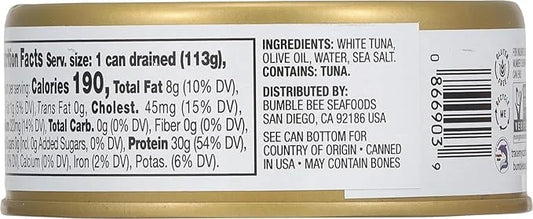 Bumble Bee Prime Solid White Albacore Tuna in Olive Oil, 5 oz Can - Premium Wild Caught Tuna - 30g Protein per Serving - N...