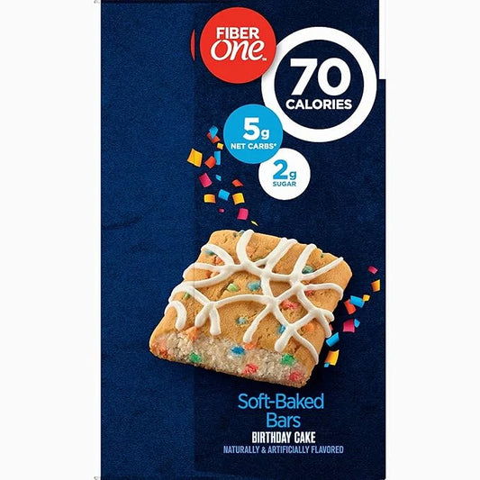 Fiber One 70 Calorie Soft-Baked Bars, Birthday Cake, Snack Bars, 12 ct (Pack of 2) - Product Image