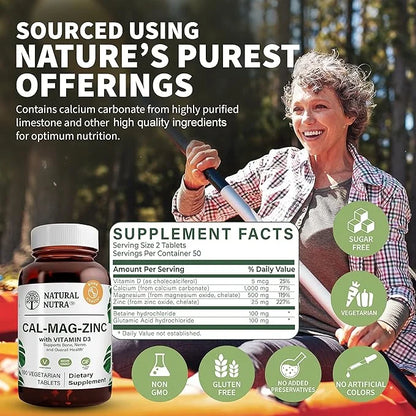 Natural Nutra Calcium Magnesium Zinc Supplement D3 for (100 Count)