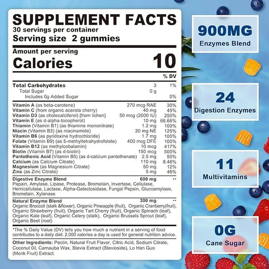 Digestive Enzymes Supplement Gummies for Women 24 Most 2Packs