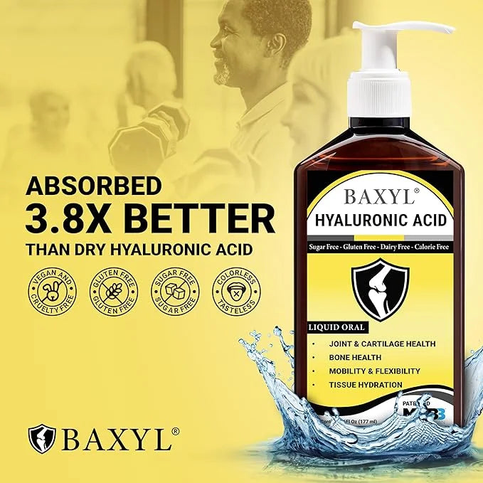 BAXYL® - Liquid Hyaluronic Acid for Joint Relief Supplement (Vegan, Gluten-Free, Non-GMO, Patented Oral MHB3) | 6 Oz, 36 D...