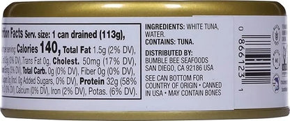 Bumble Bee Prime Low Sodium Solid White Albacore Tuna in Water, 5 oz Can - Premium Wild Caught Tuna - 32g Protein per Serv...