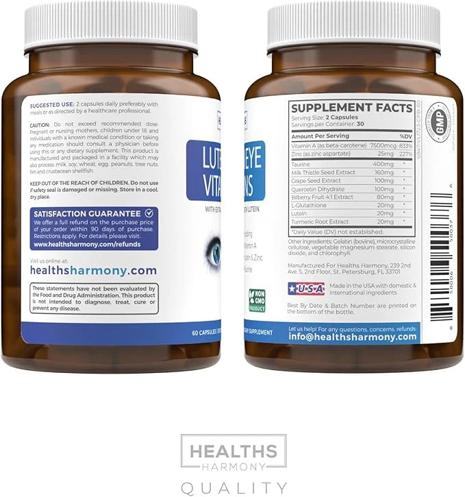 Lutein Eye Vitamins (Non-GMO) Vision Support 60 Capsules