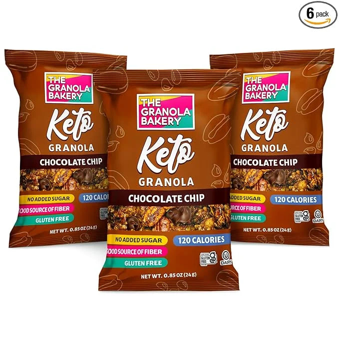 TGB Chocolate Chip Granola Bites, Keto Snack, No Added Sugar, Gluten Free, Good Source of Fiber, 0.85oz Bag (Pack of 6) - ...