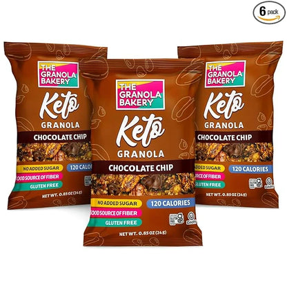 TGB Chocolate Chip Granola Bites, Keto Snack, No Added Sugar, Gluten Free, Good Source of Fiber, 0.85oz Bag (Pack of 6) - ...