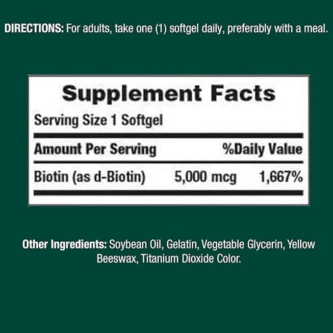 Nature's Bounty Biotin Softgels, 5000 mcg 150 ea 2)