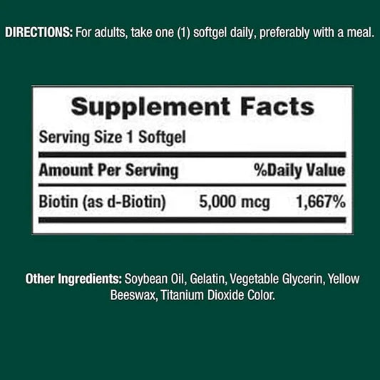 Nature's Bounty Biotin Softgels, 5000 mcg 150 ea 2)