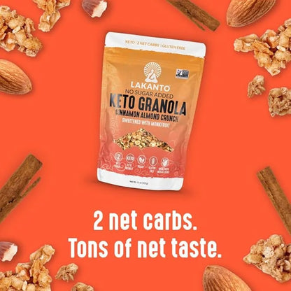 Lakanto Cinnamon Almond Crunch Granola - Delicious Snack, Quick Breakfast Cereal, Keto Friendly, Monk Fruit Sweetener, No ...