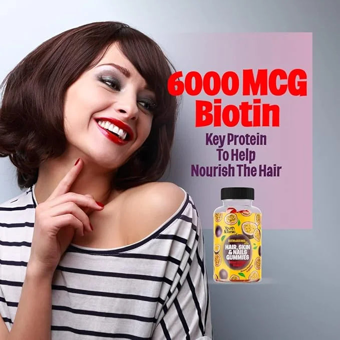 70 Hair Gummies Biotin 6000mcg Collagen 400mcg Vitamin