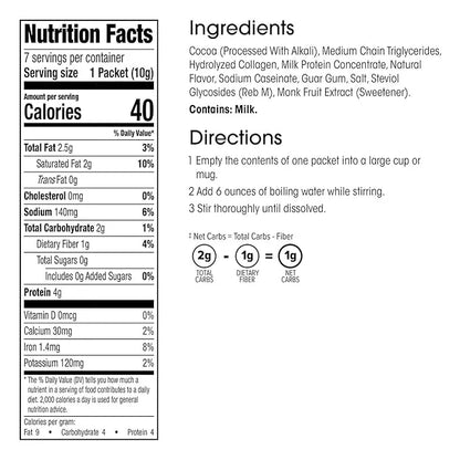 Wonderslim Keto Hot Chocolate Mix, MCT Oil, Low Carb, Gluten Free (7ct) - Product Image