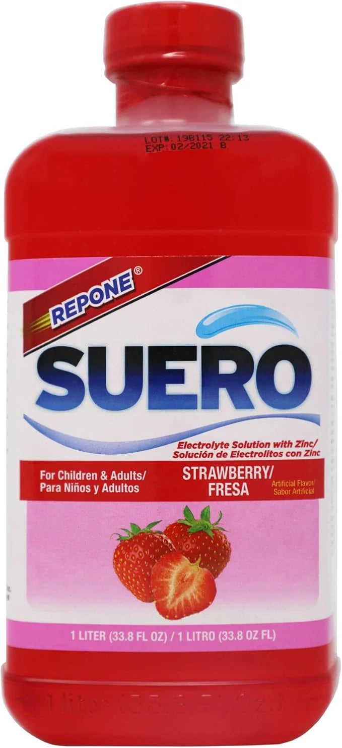 SUERO Electrolyte Solution with Zinc, Rehydrates, Restores Minerals and Nutrients, Strawberry Flavor, 33.8 Fl Oz (Pack of ...