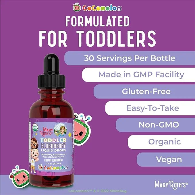 MaryRuth Organics Cocomelon Toddler Elderberry Syrup, 1-3 Years, 1 Fl