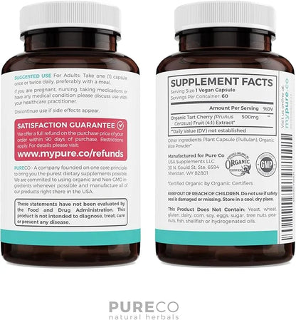 Organic Tart Cherry Capsules (Vegan & 4:1 Extract 2000mg of 60 Capsules 500mg