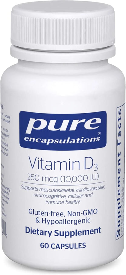 Pure Encapsulations Vitamin D3 250 mcg (10,000 IU) 60 Capsules