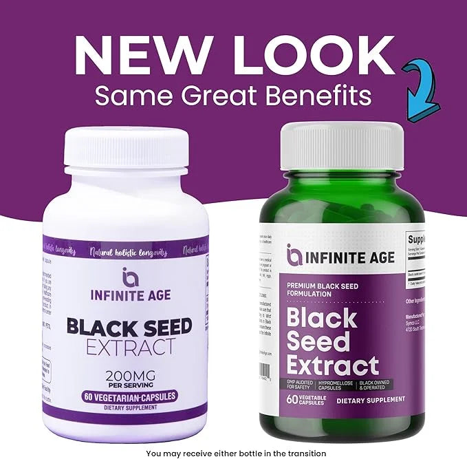 INFINITE AGE Dry Organic Black Seed Oil Extract Capsules - Nigella Sativa Seed Extract Immune Booster, for Optimal Skin, H...