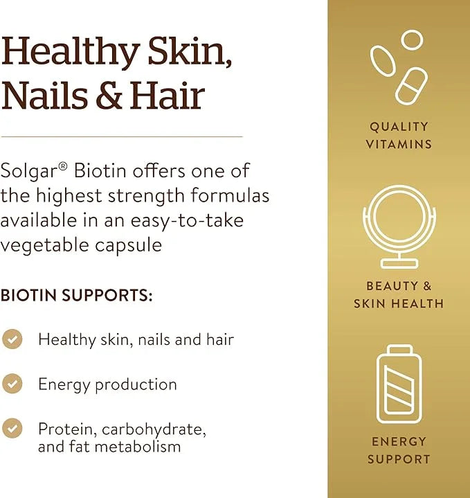 Solgar Biotin 10,000 mcg, 120 Vegetable Capsules 120 Servings