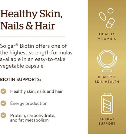 Solgar Biotin 10,000 mcg, 120 Vegetable Capsules 120 Servings